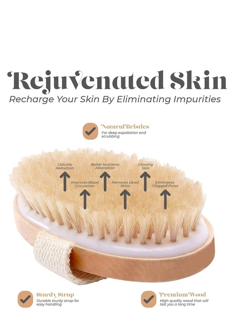 Dry Skin Body Brush - Improves Skin's Health and Beauty Remove Dead Toxins, Cellulite Treatment, Lymphatic Functions, Exfoliates, Stimulates Blood Circulation - Image 2